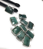 Natural Emerald Gemstone Connector, Sterling Silver Connectors, Wholesale Jewelry Findings for Jewelry Making, Jewelry Supplies, 14x13mm