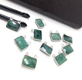 Natural Emerald Gemstone Connector, Sterling Silver Connectors, Wholesale Jewelry Findings for Jewelry Making, Jewelry Supplies, 14x13mm