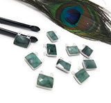 Natural Emerald Gemstone Connector, Sterling Silver Connectors, Wholesale Jewelry Findings for Jewelry Making, Jewelry Supplies, 14x13mm