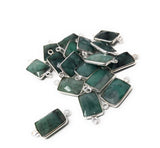 Natural Emerald Gemstone Connector, Sterling Silver Connectors, Jewelry Findings for Jewelry Making, Jewelry Supplies, 19.5 x9mm - 20 x10mm