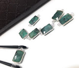 Natural Emerald Gemstone Connector, Sterling Silver Connectors, Jewelry Findings for Jewelry Making, Jewelry Supplies, 19.5 x9mm - 20 x10mm
