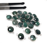 8 Pcs Natural Emerald Gemstone Connector, May Birthstone Sterling Silver Connectors, Wholesale DIY Jewelry Making Supplies, 18mmx12mm