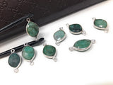 Wholesale 4 Pcs Natural Emerald Gemstone Connector, Sterling Silver Connectors, Jewelry Findings for Jewelry Making, Bulk Jewelry Supplies