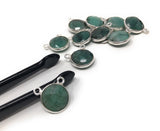 Natural Emerald Gemstone Connector, Sterling Silver Connectors, Wholesale Jewelry Findings for Jewelry Making, Jewelry Supplies, 12.5mmX14mm