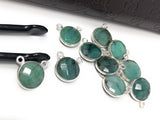 Natural Emerald Gemstone Connector, Sterling Silver Connectors, Wholesale Jewelry Findings for Jewelry Making, Jewelry Supplies, 12.5mmX14mm
