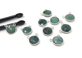 Natural Emerald Gemstone Connector, Sterling Silver Connectors, Wholesale Jewelry Findings for Jewelry Making, Jewelry Supplies, 12.5mmX14mm