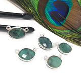Natural Emerald Gemstone Connector, Sterling Silver Connectors, Jewelry Findings for Jewelry Making, Bulk Jewelry Supplies, Sakota Emerald