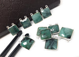 Natural Emerald Gemstone Connector, Sterling Silver Connectors, Wholesale Jewelry Findings for Jewelry Making, Jewelry Supplies, 17mm x 14mm