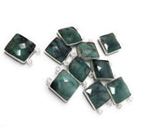 Natural Emerald Gemstone Connector, Sterling Silver Connectors, Wholesale Jewelry Findings for Jewelry Making, Jewelry Supplies, 17mm x 14mm