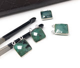 Natural Emerald Gemstone Connector, Sterling Silver Connectors, Wholesale Jewelry Findings for Jewelry Making, Jewelry Supplies, 17mm x 14mm