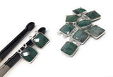 Natural Emerald Gemstone Connector, Sterling Silver Connectors, Jewelry Findings for Jewelry Making, Jewelry Supplies, 14x11mm - 15x11.5mm