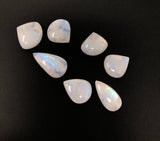 7Pcs Moonstone Cabochon, Gemstone Cabochons, Natural Rainbow Moonstone Cabochon Wholesale Lot, Wire Wrapping, Drop Shape Cabs, 25mm - 29mm