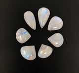 7Pcs Moonstone Cabochon, Gemstone Cabochons, Natural Rainbow Moonstone Cabochon Wholesale Lot, Wire Wrapping, Drop Shape Cabs, 25mm - 29mm