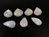 7Pcs Moonstone Cabochon, Gemstone Cabochons, Natural Rainbow Moonstone Cabochon Wholesale Lot, Wire Wrapping, Drop Shape Cabs, 25mm - 29mm