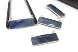Sterling Silver Sapphire Gemstone Bar Connectors, Gemstone Briolette Double Loop Charms, Jewelry Supplies, Jewelry Findings, 36.5mmX10mm