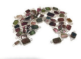 6 Pcs Tourmaline Connectors, Sterling Silver Gemstone Connectors, Wholesale Jewelry Findings for DIY Jewelry Making, Bulk Lot