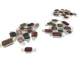 6 Pcs Tourmaline Connectors, Sterling Silver Gemstone Connectors, Wholesale Jewelry Findings for DIY Jewelry Making, Bulk Lot