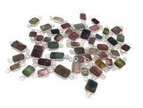 6 Pcs Tourmaline Connectors, Sterling Silver Gemstone Connectors, Wholesale Jewelry Findings for DIY Jewelry Making, Bulk Lot