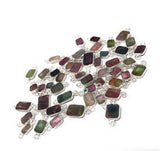 6 Pcs Tourmaline Connectors, Sterling Silver Gemstone Connectors, Wholesale Jewelry Findings for DIY Jewelry Making, Bulk Lot