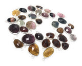 4 Pcs/5 Pcs Tourmaline Connectors, Sterling Silver Gemstone Connectors, Wholesale Jewelry Findings for DIY Jewelry Making, Bulk Lot, 18-22mm