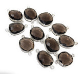 5Pcs/4Pcs Smokey Quartz Connectors, Sterling Silver Gemstone Connectors, Wholesale Jewelry Findings for DIY Jewelry Making, Bulk Lot Charms