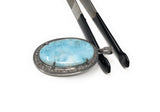 Larimar Pendant, Gemstone Pendant, Silver Pendant, Natural Larimar, Diamond Pendant, Pave Diamond Pendant, Sterling Silver Pendant, DIY