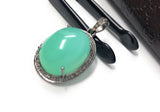 Chrysoprase Gemstone Pendant, Silver Diamond Jewelry, Spiritual Healing Crytsal Pendant, Chakra Jewelry, May Birthstone Pendant Gifts