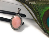 Pink Opal Pendant, Gemstone Pendant, Silver Pendant, Pink Opal Diamond Pendant, Pave Diamond Pendant, Sterling Silver Pendant, DIY Pendant
