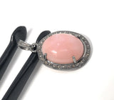 Pink Opal Pendant, Gemstone Pendant, Silver Pendant, Pink Opal Diamond Pendant, Pave Diamond Pendant, Sterling Silver Pendant, DIY Pendant