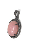 Pink Opal Pendant, Gemstone Pendant, Silver Pendant, Pink Opal Diamond Pendant, Pave Diamond Pendant, Sterling Silver Pendant, DIY Pendant