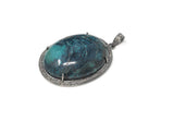 Sterling Silver Turquoise Pave Diamond Pendant, Turquoise Spiritual Healing Jewelry, Throat Chakra Gemstone Pendant, Birthstone Jewelry Gift