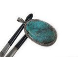 Sterling Silver Turquoise Pendant, Pave Diamond Gemstone Pendant, Spiritual Healing Crystal Jewelry, Chakra Jewelry, December Birthstone