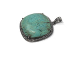 Tibetan Turquoise Pave Diamond Pendant, Spiritual Healing Crystal Pendant, Chakra Jewelry, December Birthstone, 925 Silver Gemstone Jewelry