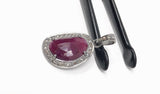 Natural Ruby Pendant, Diamond Pendant, Silver Gemstone Pendant, Pave Diamond Pendant, Sterling Silver Pendant, Genuine Ruby Jewelry