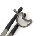 White Moonstone Pendant, Gemstone Pendant, Diamond Pendant, Silver Pendant, Moon Crescent Diamond Pendant, Sterling Silver Moonstone Jewelry