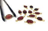 5 Pcs Garnet Connectors, Gold Plated Sterling Silver Gemstone Connectors, Jewelry Findings for DIY Jewelry Making, Jewelry Supplies, Garnet