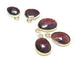 5 Pcs Garnet Gemstone Charms, Gold Plated Sterling Silver Charms, Jewelry Findings for Jewelry Making, Wholesale Bulk Jewelry Supplies