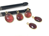 5 Pcs Garnet Gemstone Charms, Gold Plated Sterling Silver Charms, Jewelry Findings for Jewelry Making, Wholesale Bulk Jewelry Supplies
