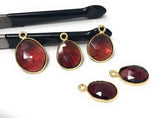 5 Pcs Garnet Gemstone Charms, Gold Plated Sterling Silver Charms, Jewelry Findings for Jewelry Making, Wholesale Bulk Jewelry Supplies