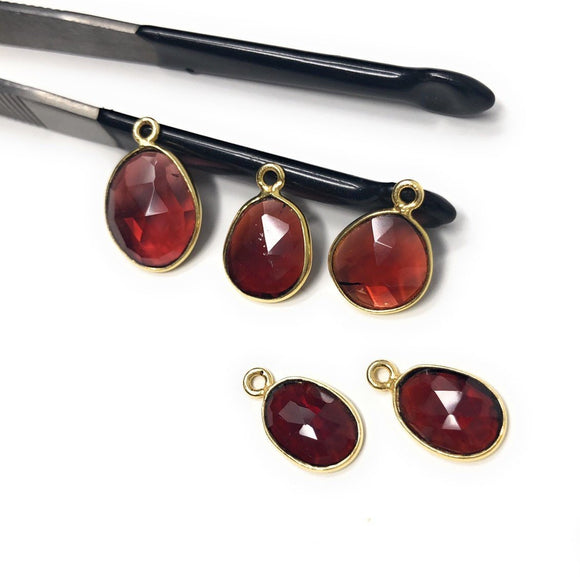 5 Pcs Garnet Gemstone Charms, Gold Plated Sterling Silver Charms, Jewelry Findings for Jewelry Making, Wholesale Bulk Jewelry Supplies
