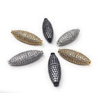 CZ Micro Pave Beads, Spacer Beads, Jewelry Supplies, Jewelry Findings for DIY Jewelry Making, Football Pave Beads, 29mm X 10mm, 1 Pc