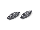 CZ Micro Pave Beads, Spacer Beads, Jewelry Supplies, Jewelry Findings for DIY Jewelry Making, Football Pave Beads, 29mm X 10mm, 1 Pc