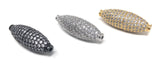 CZ Micro Pave Beads, Spacer Beads, Jewelry Supplies, Jewelry Findings for DIY Jewelry Making, Football Pave Beads, 29mm X 10mm, 1 Pc