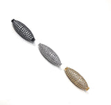 CZ Micro Pave Beads, Spacer Beads, Jewelry Supplies, Jewelry Findings for DIY Jewelry Making, Football Pave Beads, 29mm X 10mm, 1 Pc