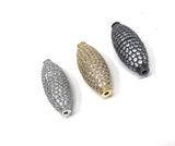 CZ Micro Pave Beads, Spacer Beads, Jewelry Supplies, Jewelry Findings for DIY Jewelry Making, Football Pave Beads, 29mm X 10mm, 1 Pc
