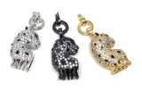CZ Micro Pave Leopard Pendant /Enhancer, CZ Pave Pendant, Jewelry Findings, Jewelry Supplies, CZ Leopard Head Link Connector, Jewelry Making