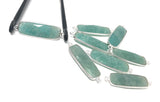 Amazonite Gemstone Bar Connector, Silver Bezel Briolette Connectors, Jewelry Supplies for Jewelry Making, Wholesale Jewelry Findings, 1 Pc