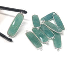 Amazonite Gemstone Bar Connector, Silver Bezel Briolette Connectors, Jewelry Supplies for Jewelry Making, Wholesale Jewelry Findings, 1 Pc