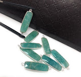 Amazonite Gemstone Bar Connector, Silver Bezel Briolette Connectors, Jewelry Supplies for Jewelry Making, Wholesale Jewelry Findings, 1 Pc