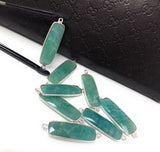 Amazonite Gemstone Bar Connector, Silver Bezel Briolette Connectors, Jewelry Supplies for Jewelry Making, Wholesale Jewelry Findings, 1 Pc